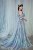 Romantic Tulle Long Prom Dresses, A-Line Evening Dresses HZ0429
