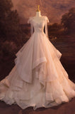 V-Neck Tulle Long Ball Gown, A-Line Formal Evening Gown HZ0429