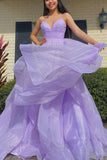 Purple Tulle Long Prom Dresses, A-Line Formal Evening Dresses HZ0429