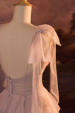 V-Neck Tulle Long Ball Gown, A-Line Formal Evening Gown HZ0429