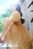 Yellow Tulle Short A-Line Prom Dress, Yellow Party Dress HZ0429