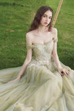 Green Lace Long Prom Dress, A-Line Evening Dress HZ0429