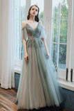 Cute Tulle Lace Long Prom Dress, A-Line Evening Dress HZ0429