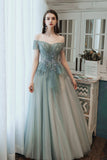 Cute Tulle Lace Long Prom Dress, A-Line Evening Dress HZ0429