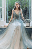Cute Tulle Lace Long Prom Dress, A-Line Evening Dress HZ0429