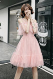 Pink Tulle Short Prom Dress, A-Line Party Dress HZ0429