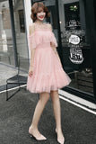 Pink Tulle Short Prom Dress, A-Line Party Dress HZ0429