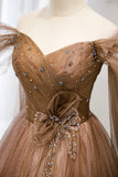 Off the Shouler Long Formal Dresses, A-Line Tulle Formal Evening Dress HZ0429