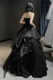 Black Tulle Long A-Line Prom Dress, Black Evening Party Dress HZ0429
