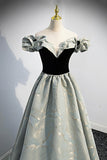 Off the Shoulder Satin Long Prom Dress, A-Line Evening Dress HZ0429