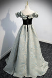 Off the Shoulder Satin Long Prom Dress, A-Line Evening Dress HZ0429