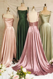 Simple Satin Long Prom Dresses, A-Line Evening Party Dresses HZ0429
