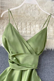 Simple V-Neck Satin Dresses, A-Line Fashion Dresses HZ0429