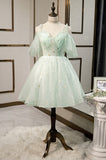 Mint Green Tulle Short Prom Dress, Cute A-Line Party Homecoming Dress HZ0429
