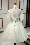 Mint Green Tulle Short Prom Dress, Cute A-Line Party Homecoming Dress HZ0429