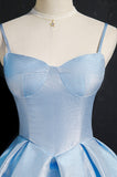 Simple Satin Short Prom Dress, A-Line Blue Party Dress HZ0429