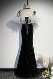 Black Velvet Long Prom Dresses, Mermaid Evening Dresses HZ0429