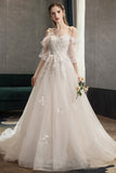 White Tulle Lace Long Prom Dresses, A-Line Evening Dresses HZ0429