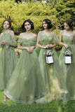 Green Tulle Long Prom Dresses, A-Line Evening Dresses HZ0429