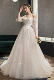 White Tulle Lace Long Prom Dresses, A-Line Evening Dresses HZ0429