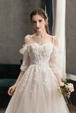 White Tulle Lace Long Prom Dresses, A-Line Evening Dresses HZ0429
