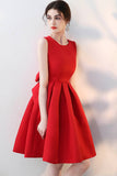 Red Satin Short Prom Dresses, A-Line Party Homecoming Dresses HZ0429