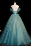 Green Tulle Long Senior Prom Dress, A-Line Formal Evening Dress HZ0429