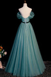 Green Tulle Long Senior Prom Dress, A-Line Formal Evening Dress HZ0429