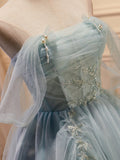 Green Tulle Beaded Short Prom Dress, Cute Off Shoulder Homecoming Dress HZ0429