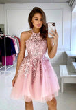 Cute Lace Short Prom Dresses, A-Line Homecoming Dresses HZ0429