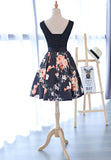 Cute V-Neck Floral Prom Dresses, A-Line Homecoming Dresses HZ0429