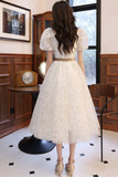 White A-Line Short Prom Dresses, White Party Dresses HZ0429