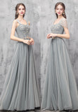A-Line Tulle Long Prom Dresses, Off the Shoulder Evening Dresses HZ0429