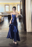 Blue Straps Sweetheart Long Formal Dress, Blue Prom Dress Evening Dress HZ0429