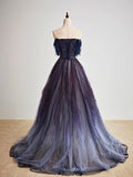 Purple Gradient Tulle Long Prom Dress, Beautiful A-Line Evening Party Dress HZ0429