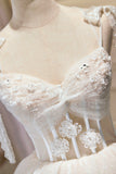 Champagne Lace Short Party Dress, A-Line Spaghetti Strap Evening Dress HZ0429