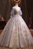 Purple Tulle Sequins Long Prom Dress, A-Line Evening Dress HZ0429