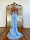 Mermaid Sweetheart Sleeveless Long Prom Dresses, Lace Evening Dresses HZ0429
