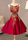 Cute Saitn Lace Short Prom Dresses, A-Line Party Dresses HZ0429