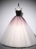 Lovely Ombre Tulle Long Ball Gown, A-Line Sweetheart Neckline Formal Evening Gown HZ0429