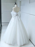 White Tulle Lace Long Prom Dress with Corset, Off the Shoulder Sweetheart Evening Dress HZ0429