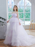 Lavender Tulle Sequins Long Prom Dress, Beautiful Evening Dress Party Dress HZ0429