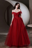 Pink Tulle Lace Long Formal Dresses, A-Line Evening Dresses HZ0429