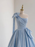 One Shoulder Satin Floor Length Prom Dress, Beautiful A-Line Formal Evening Dress HZ0429