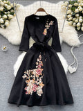 Cute V-Neck Long Sleeve Dress with Lace HZ0429