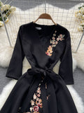 Cute V-Neck Long Sleeve Dress with Lace HZ0429