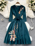 Cute V-Neck Long Sleeve Dress with Lace HZ0429