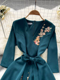 Cute V-Neck Long Sleeve Dress with Lace HZ0429