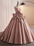 Pink Strapless Satin Long Prom Dress, Beautiful A-Line Evening Dress HZ0429