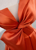 Spaghetti Straps Orange Satin Prom Formal Dress, A-Line Floor Length Evening Dress HZ0429